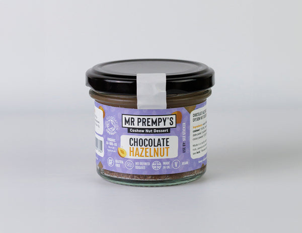 Mr Prempy's vegan chocolate hazelnut cashew dessert in a 90g glass jar